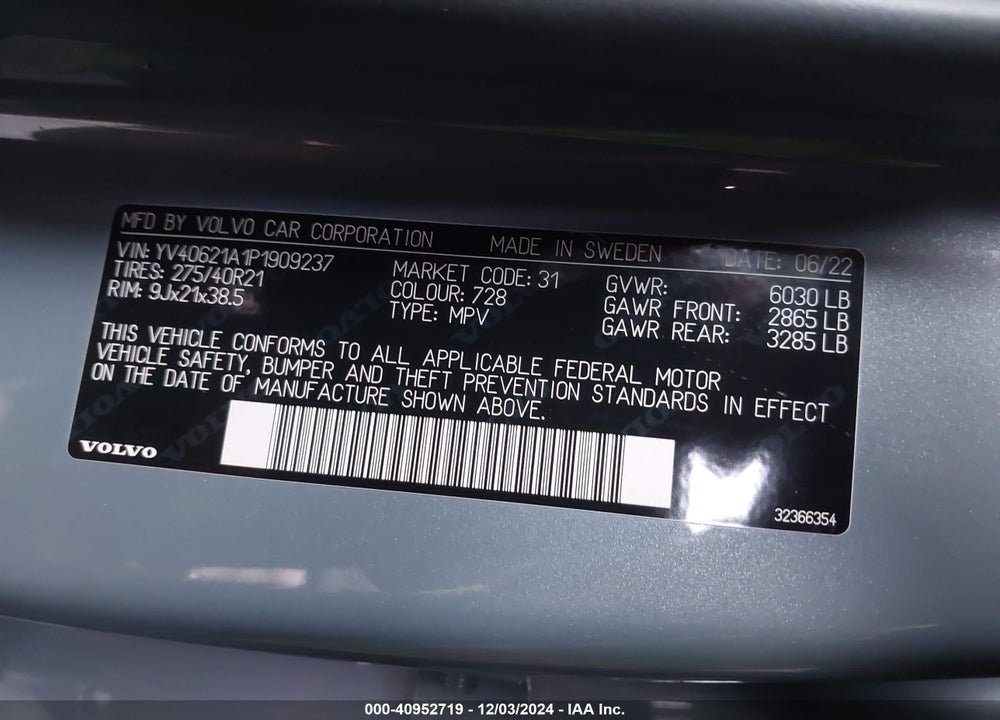 2023 VOLVO XC90 B6 ULTIMATE 6-SEATER VIN: YV40621A1P1909237