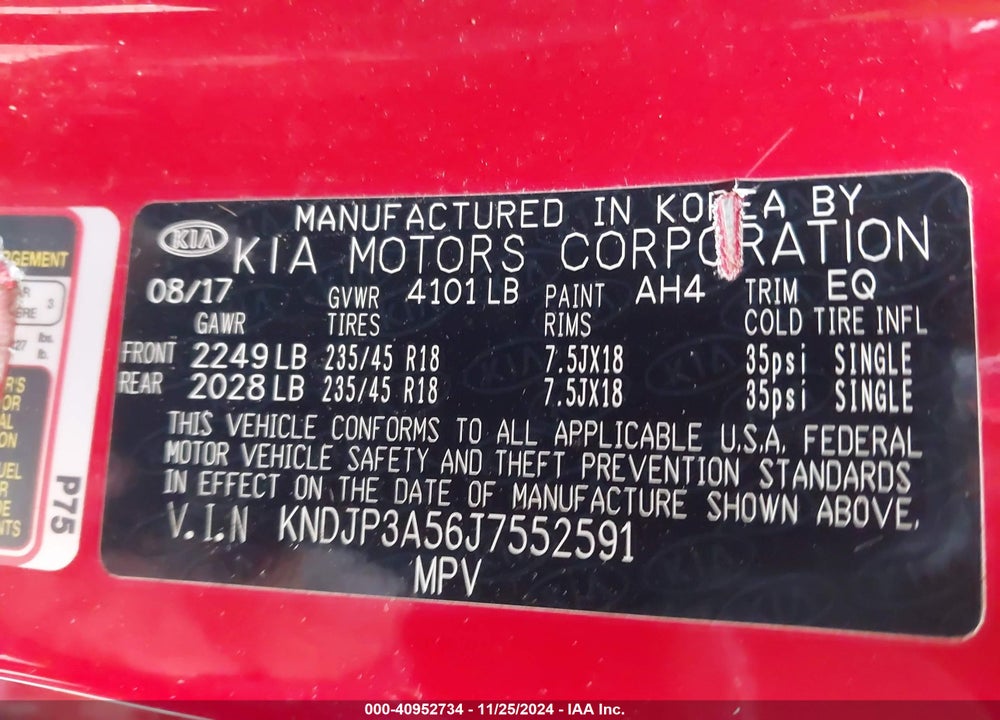 2018 KIA SOUL VIN: KNDJP3A56J7552591