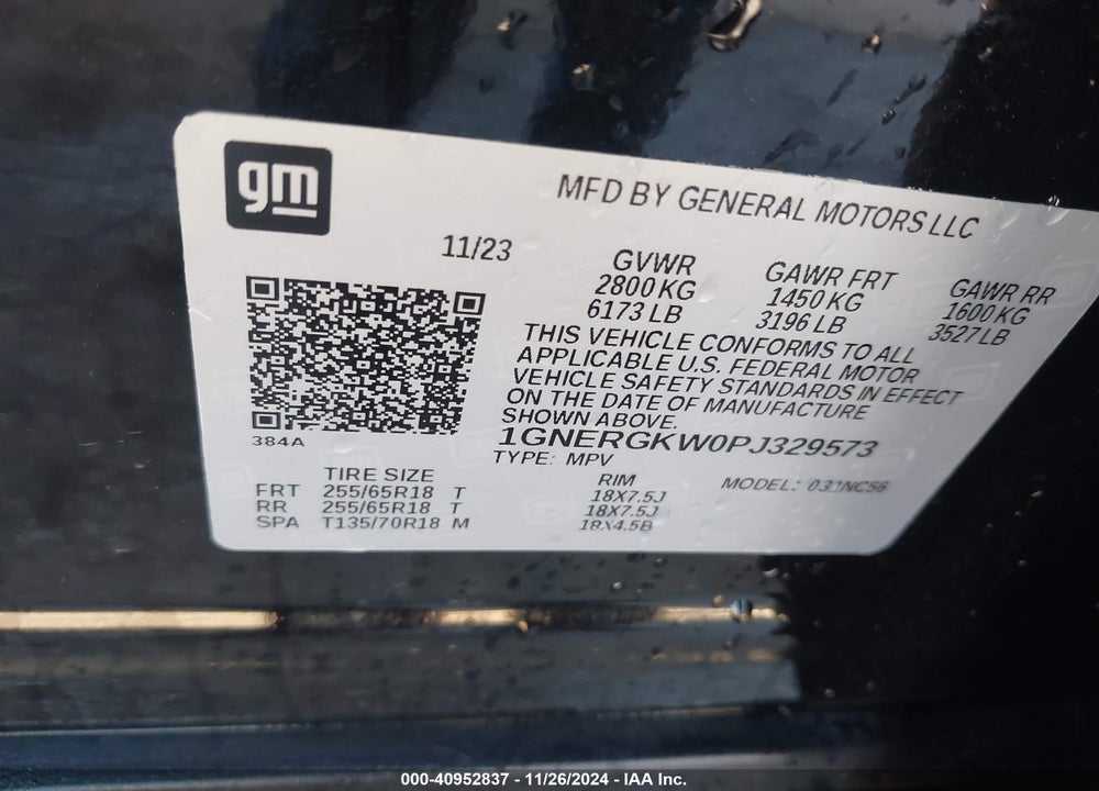 2023 CHEVROLET TRAVERSE FWD LT CLOTH VIN: 1GNERGKW0PJ329573