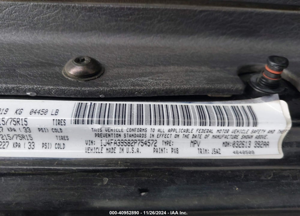 2002 JEEP WRANGLER X VIN: 1J4FA39S82P754572