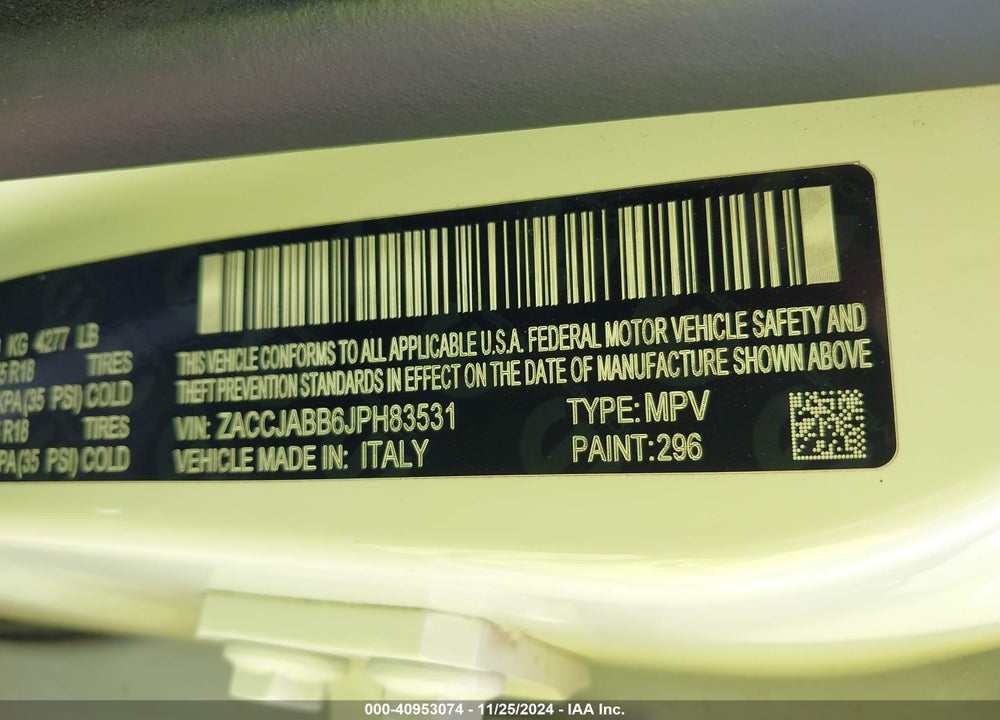 2018 JEEP RENEGADE ALTITUDE FWD VIN: ZACCJABB6JPH83531