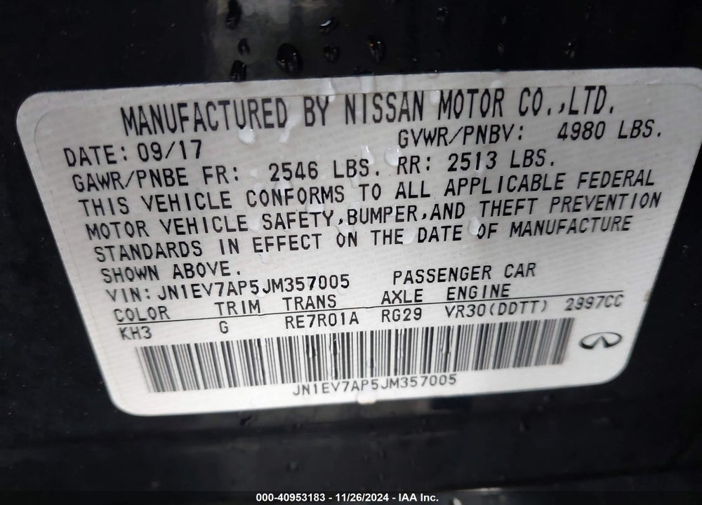 2018 INFINITI Q50 VIN: JN1EV7AP5JM357005