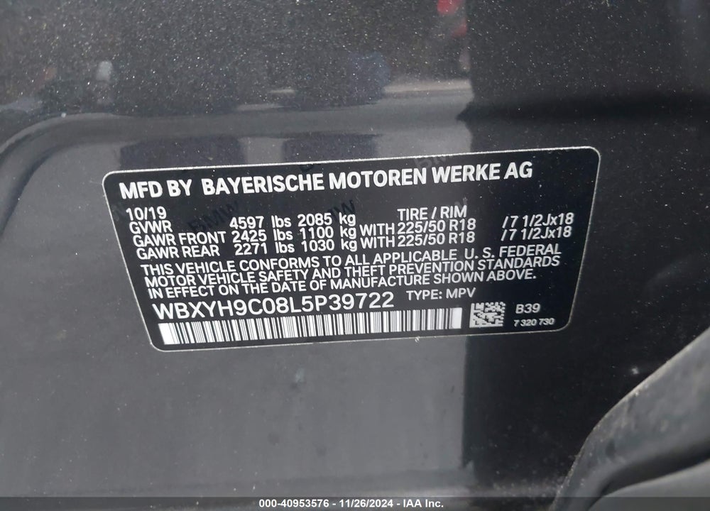 2020 BMW X2 SDRIVE28I VIN: WBXYH9C08L5P39722