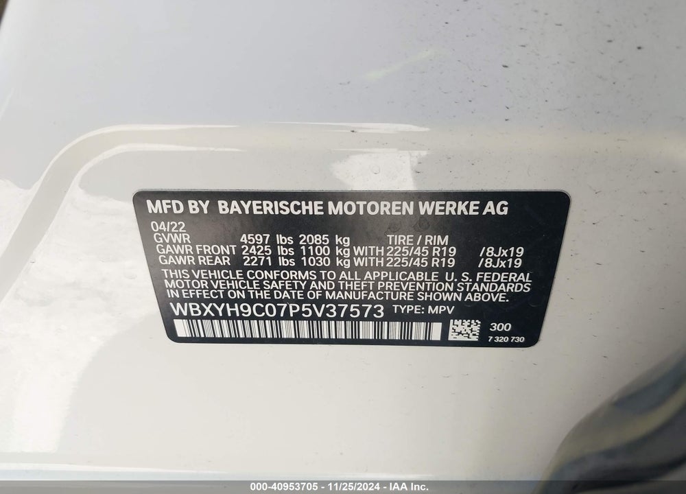 2023 BMW X2 SDRIVE28I VIN: WBXYH9C07P5V37573