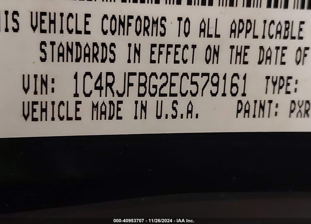 2014 JEEP GRAND CHEROKEE LIMITED VIN: 1C4RJFBG2EC579161