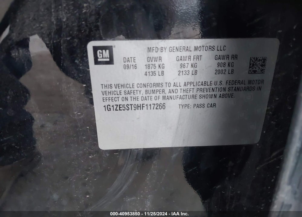 2017 CHEVROLET MALIBU VIN: 1G1ZE5ST9HF117266