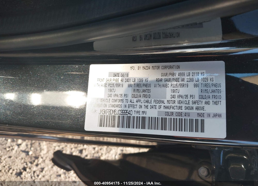 2018 MAZDA CX-5 GRAND TOURING VIN: JM3KFBDM6J0399540
