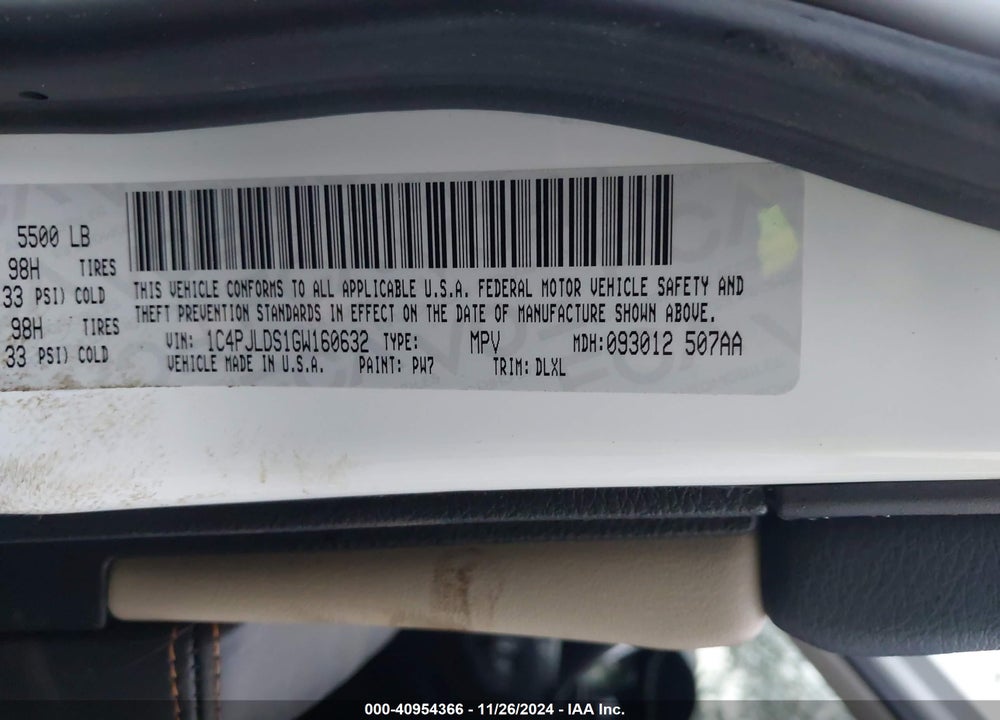 2016 JEEP CHEROKEE LIMITED VIN: 1C4PJLDS1GW160632