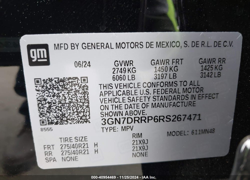 2024 CHEVROLET EQUINOX EV RS VIN: 3GN7DRRP6RS267471