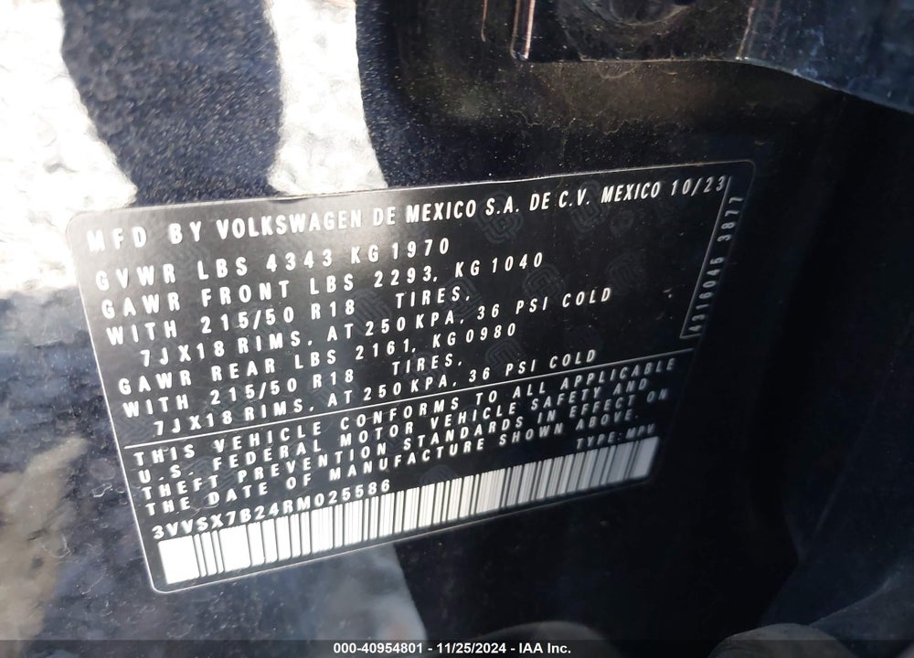 2024 VOLKSWAGEN TAOS 1.5T SE VIN: 3VVSX7B24RM025586