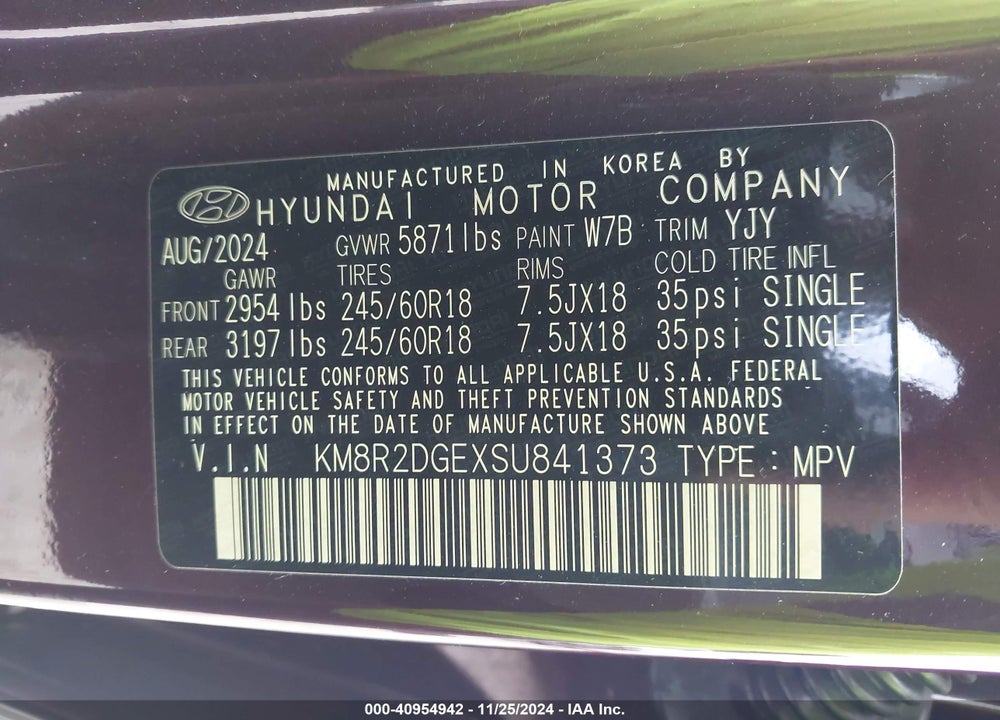 2025 HYUNDAI PALISADE SEL VIN: KM8R2DGEXSU841373