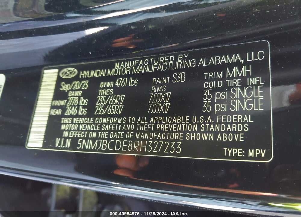 2024 HYUNDAI TUCSON SEL VIN: 5NMJBCDE8RH327233