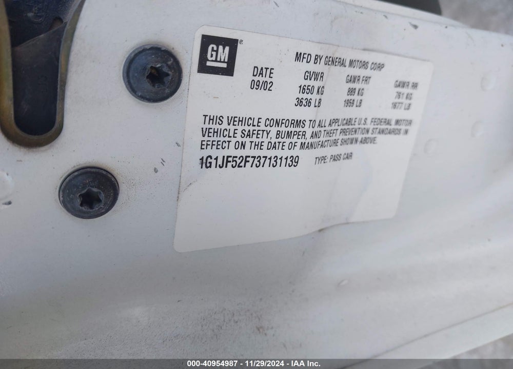 2003 CHEVROLET CAVALIER LS VIN: 1G1JF52F737131139