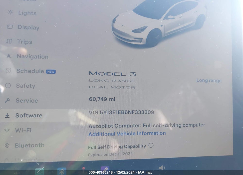2022 TESLA MODEL 3 VIN: 5YJ3E1EB6NF333309