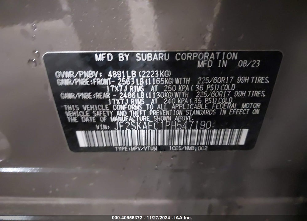 2023 SUBARU FORESTER PREMIUM VIN: JF2SKAEC1PH547190