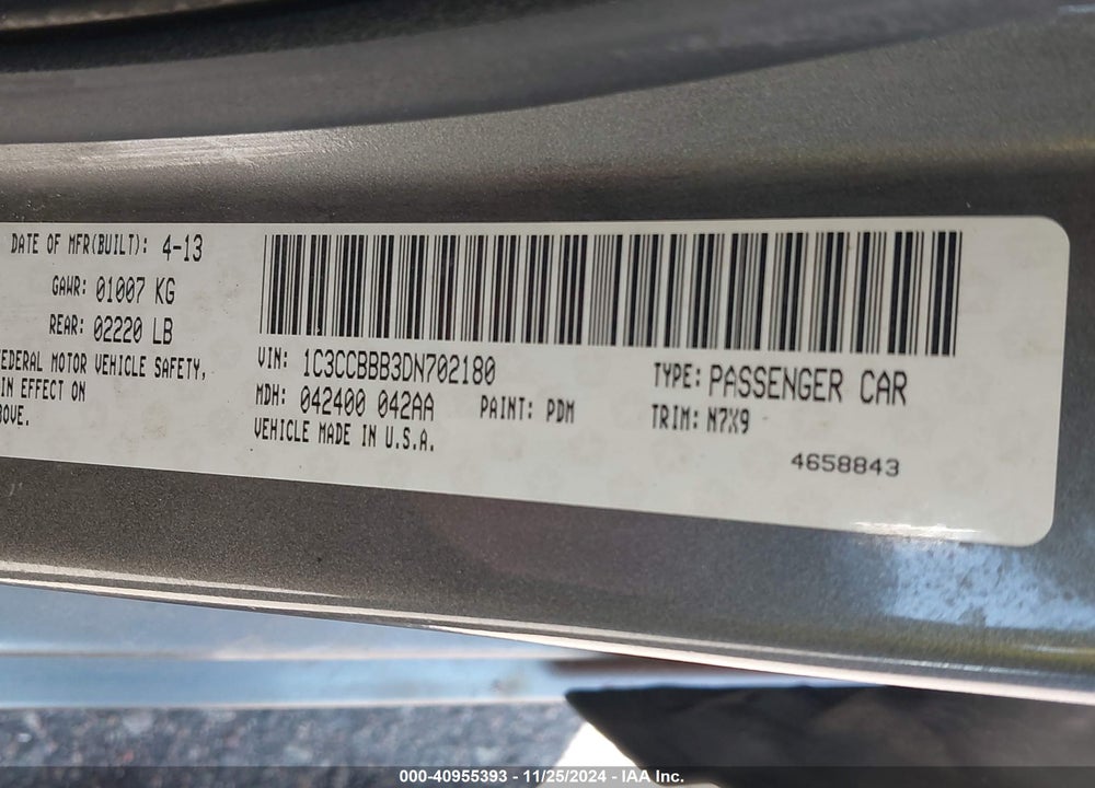2013 CHRYSLER 200 TOURING VIN: 1C3CCBBB3DN702180