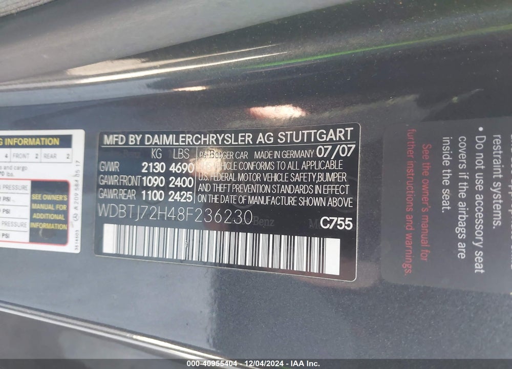 2008 MERCEDES-BENZ CLK 550 VIN: WDBTJ72H48F236230