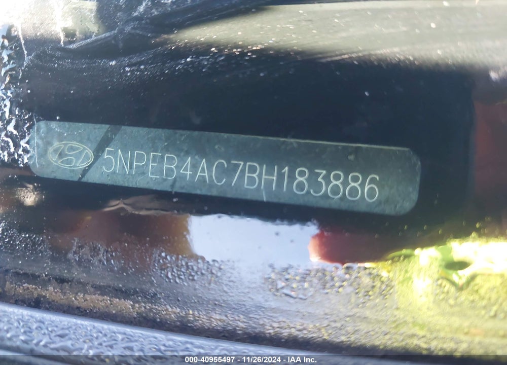2011 HYUNDAI SONATA GLS VIN: 5NPEB4AC7BH183886