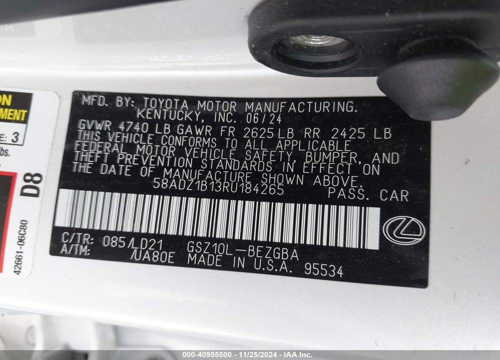 2024 LEXUS ES 350 VIN: 58ADZ1B13RU184265