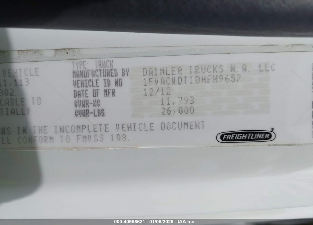 2013 FREIGHTLINER M2 106 MEDIUM DUTY VIN: 1FVACWDT1DHFH9657