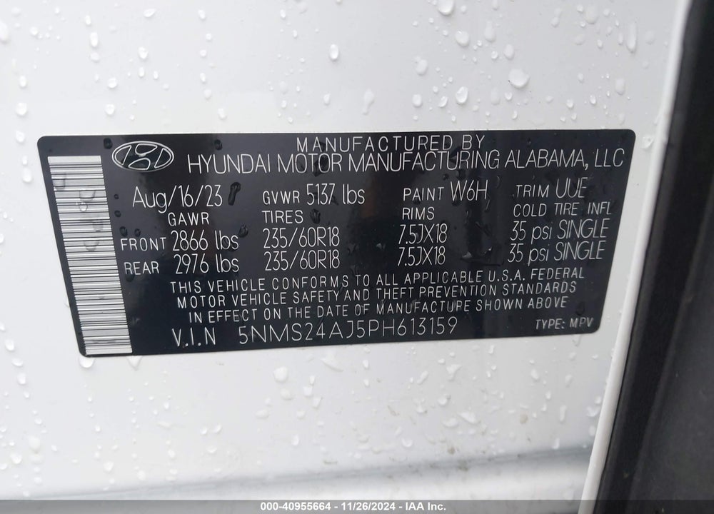 2023 HYUNDAI SANTA FE SEL VIN: 5NMS24AJ5PH613159