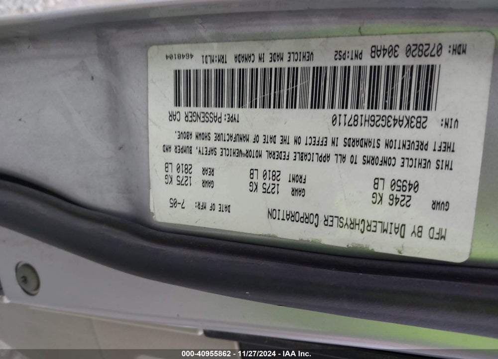 2006 DODGE CHARGER VIN: 2B3KA43G26H187110