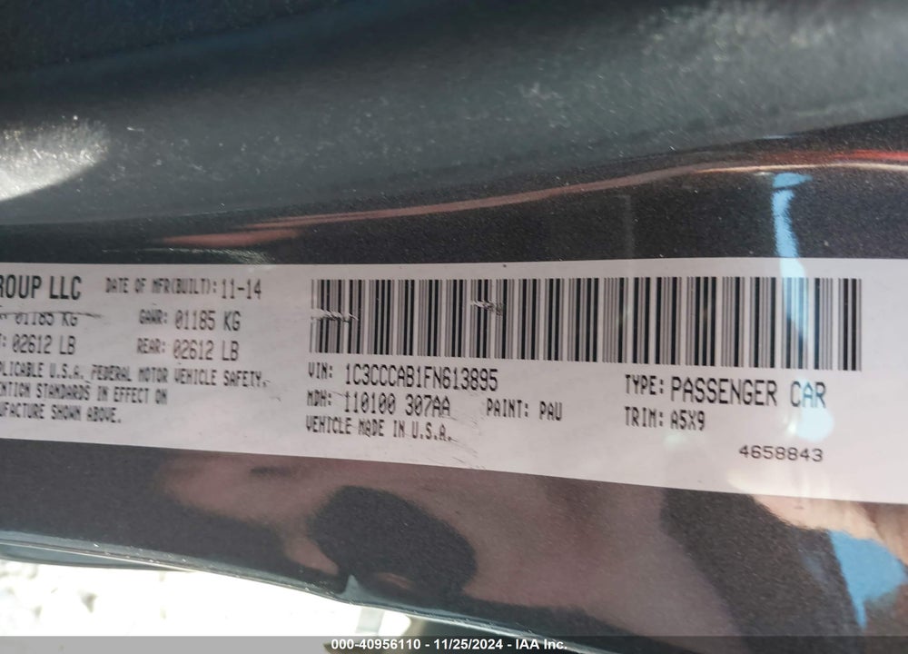 2015 CHRYSLER 200 VIN: 1C3CCCAB1FN613895