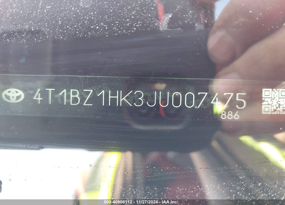 2018 TOYOTA CAMRY XLE V6 VIN: 4T1BZ1HK3JU007475