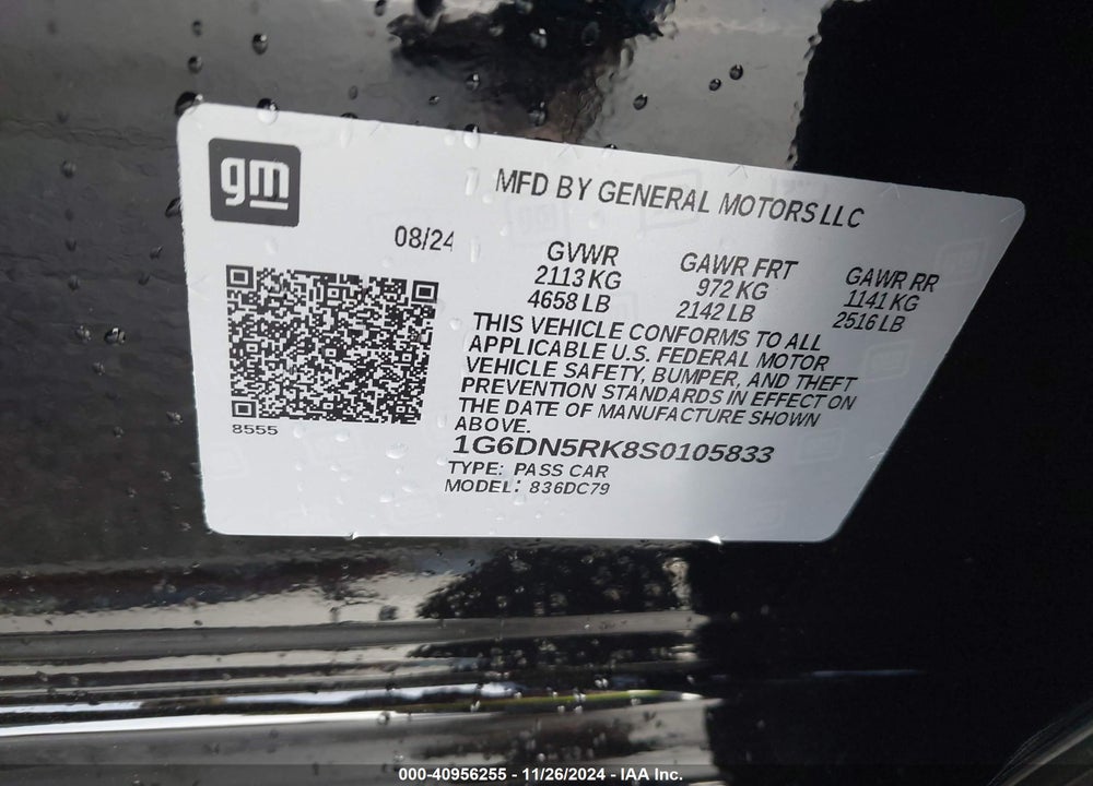 2025 CADILLAC CT5 PREMIUM LUXURY VIN: 1G6DN5RK8S0105833