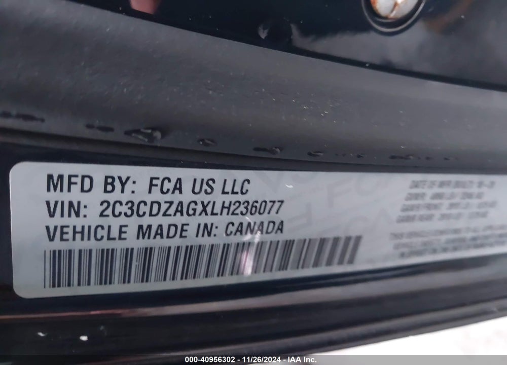 2020 DODGE CHALLENGER SXT VIN: 2C3CDZAGXLH236077