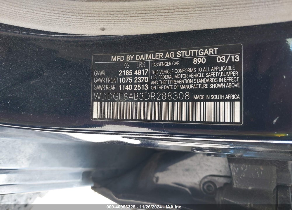 2013 MERCEDES-BENZ C 300 LUXURY 4MATIC/SPORT 4MATIC VIN: WDDGF8AB3DR288308