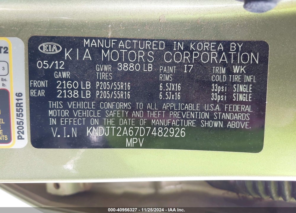 2013 KIA SOUL VIN: KNDJT2A67D7482926