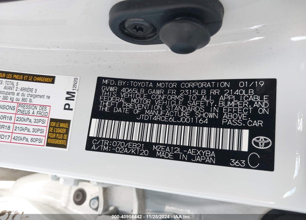 2020 TOYOTA COROLLA XSE VIN: JTDT4RCE6LJ001164