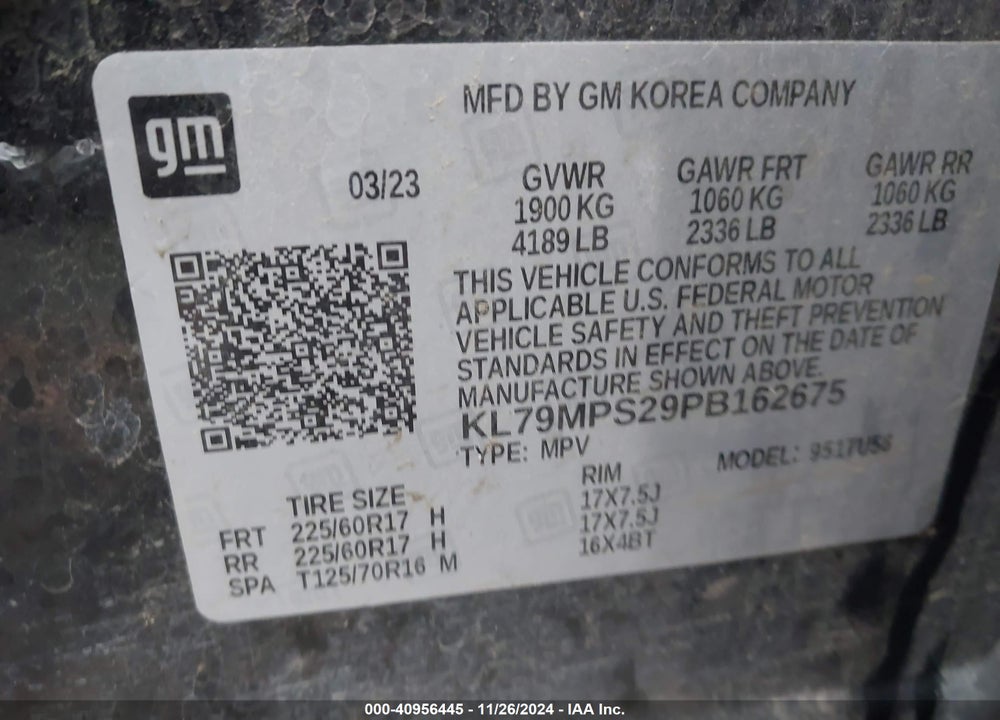 2023 CHEVROLET TRAILBLAZER FWD LT VIN: KL79MPS29PB162675