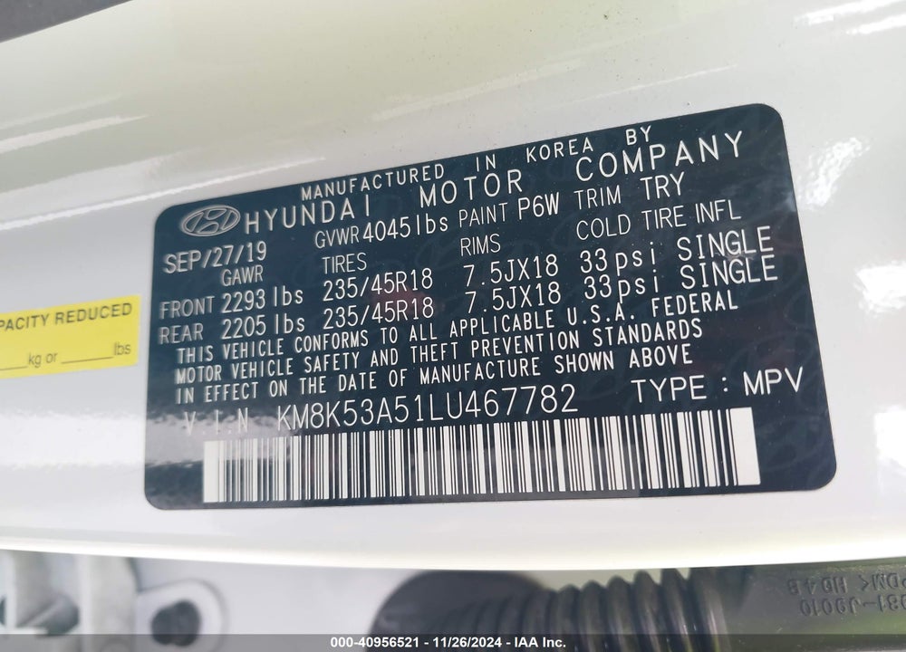 2020 HYUNDAI KONA ULTIMATE VIN: KM8K53A51LU467782