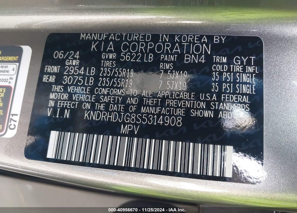 2025 KIA SORENTO HYBRID EX VIN: KNDRHDJG8S5314908
