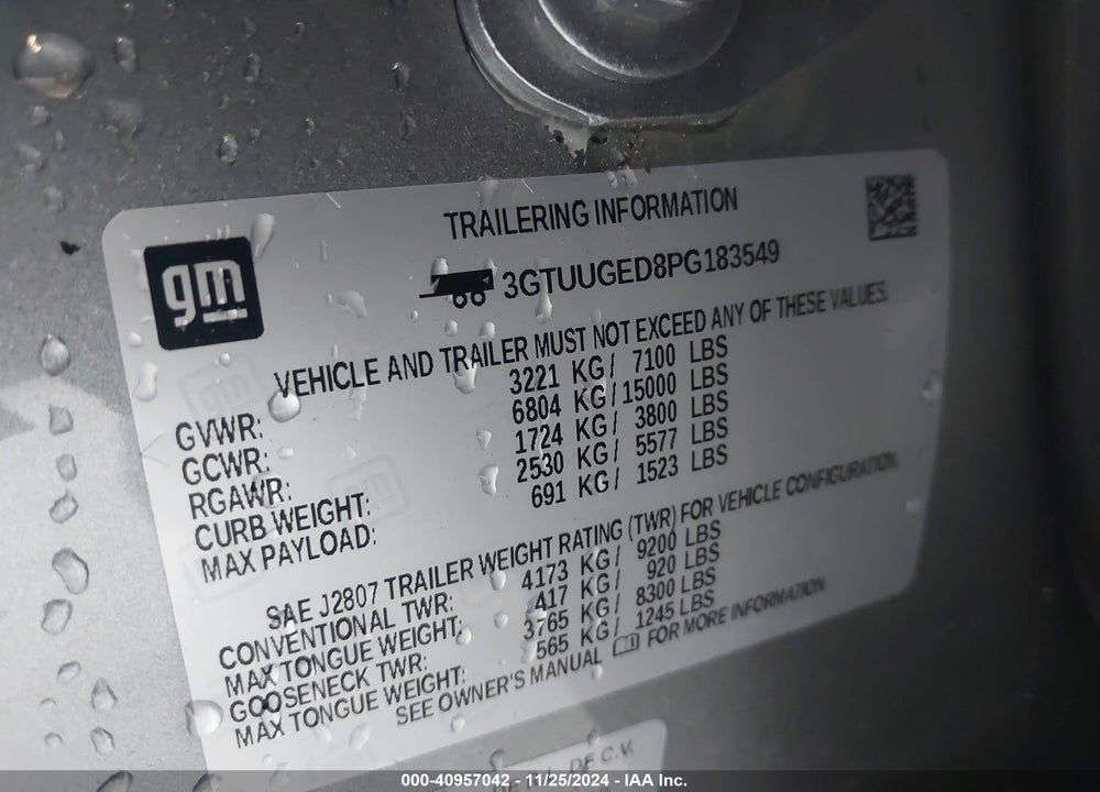 2023 GMC SIERRA 1500 4WD SHORT BOX DENALI VIN: 3GTUUGED8PG183549