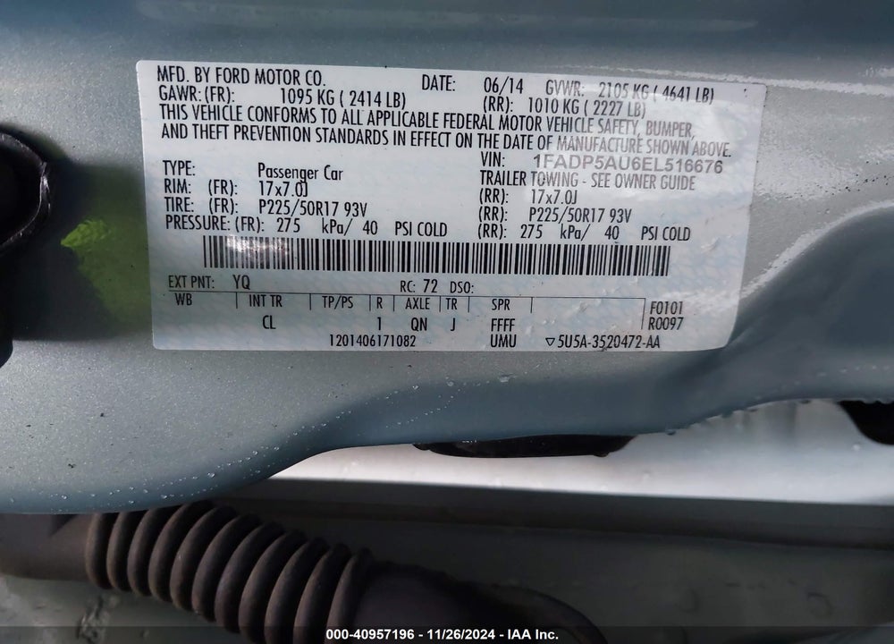 2014 FORD C-MAX HYBRID SE VIN: 1FADP5AU6EL516676