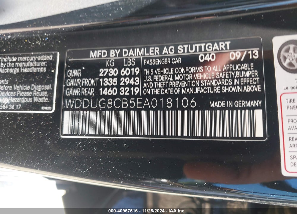 2014 MERCEDES-BENZ S 550 VIN: WDDUG8CB5EA018106