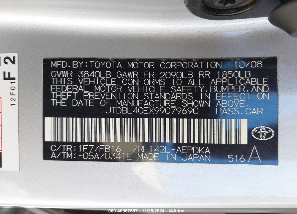 2009 TOYOTA COROLLA LE VIN: JTDBL40EX99079690