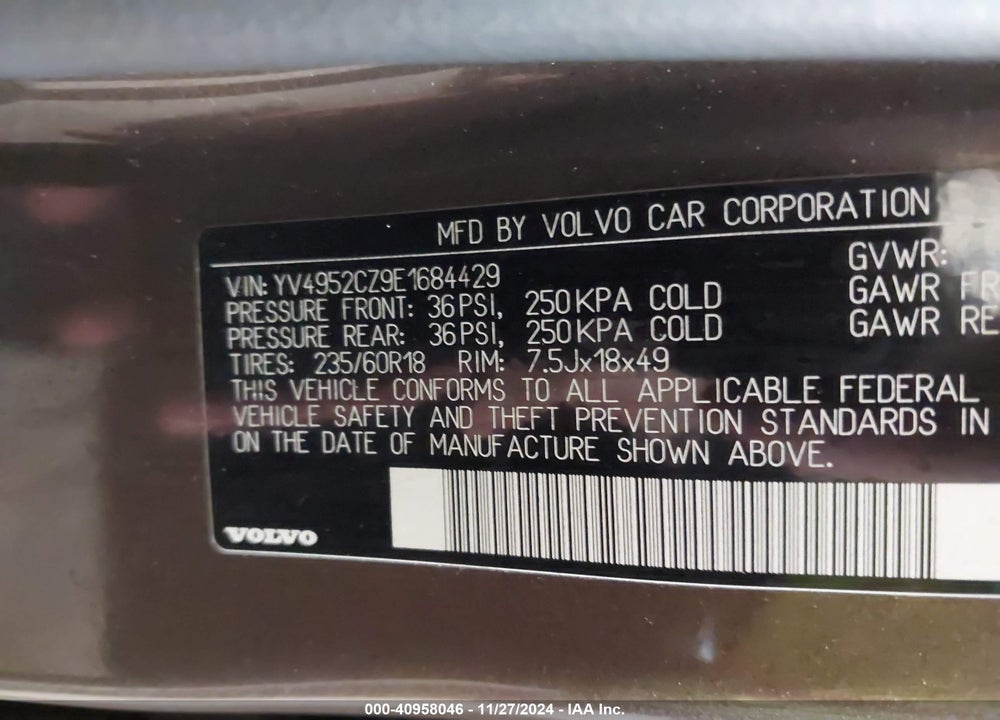 2014 VOLVO XC90 3.2 VIN: YV4952CZ9E1684429