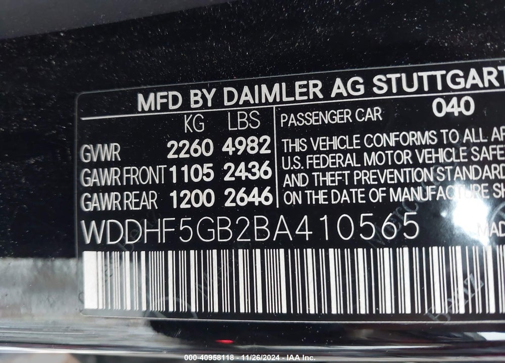 2011 MERCEDES-BENZ E 350 VIN: WDDHF5GB2BA410565