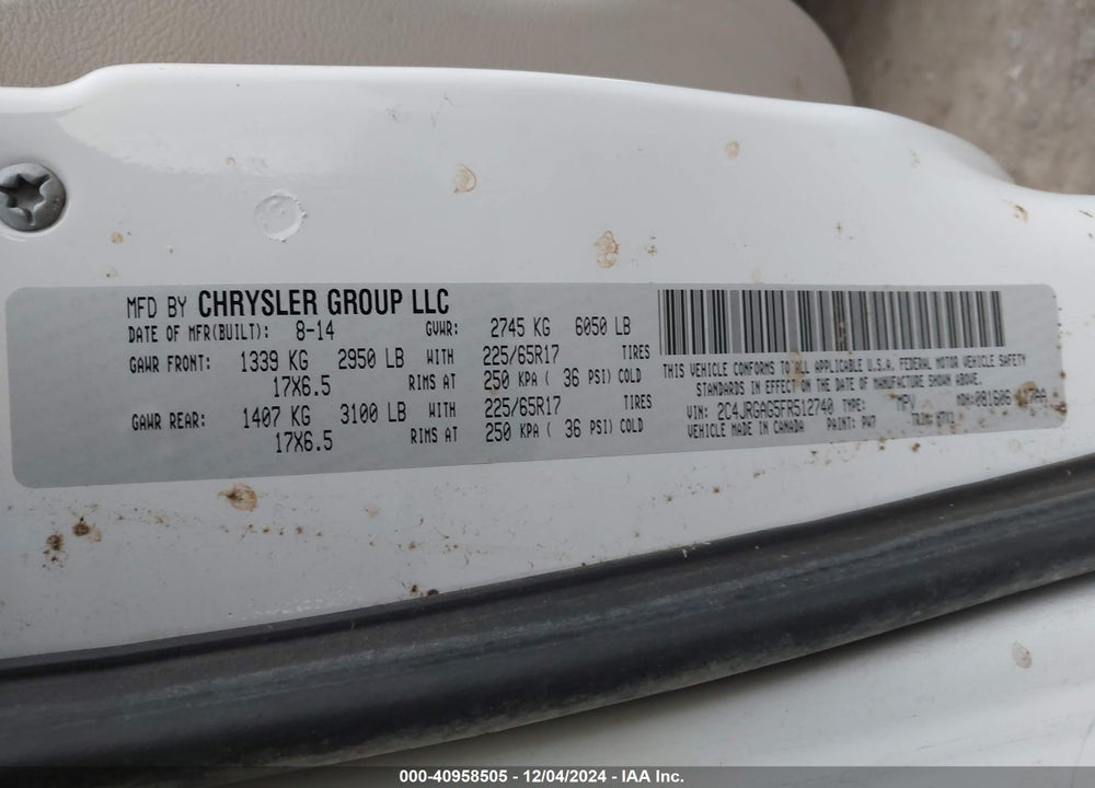 2015 RAM CARGO TRADESMAN VIN: 2C4JRGAG5FR512740