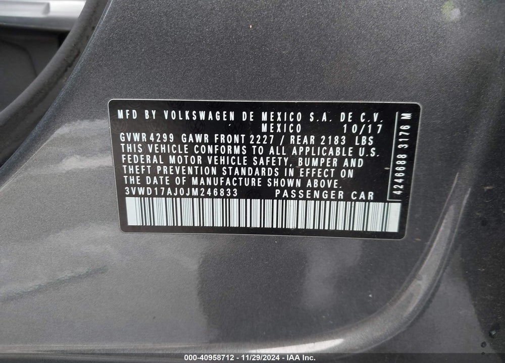 2018 VOLKSWAGEN JETTA 1.8T SE SPORT VIN: 3VWD17AJ0JM246833