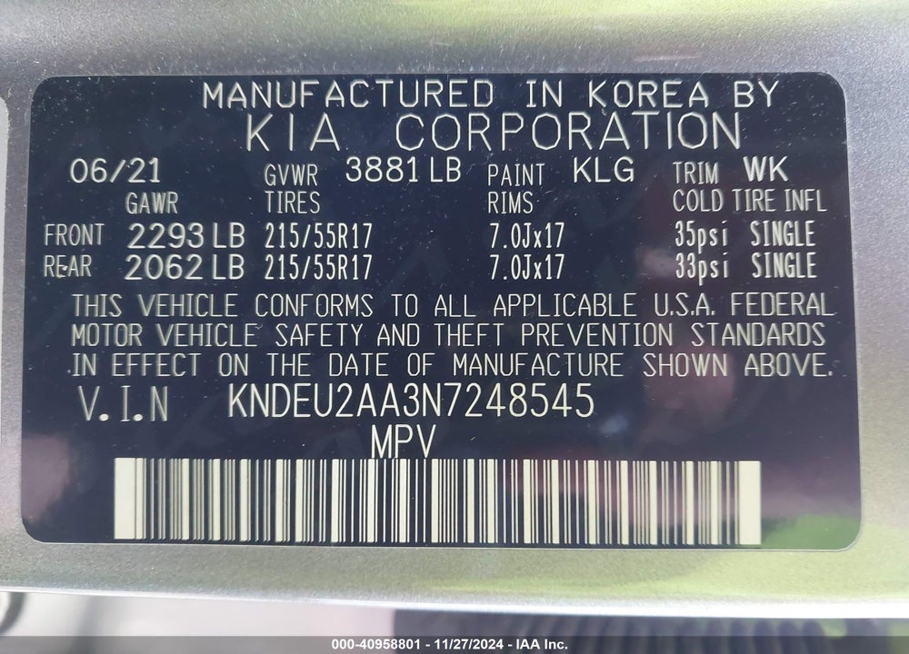 2022 KIA SELTOS S VIN: KNDEU2AA3N7248545