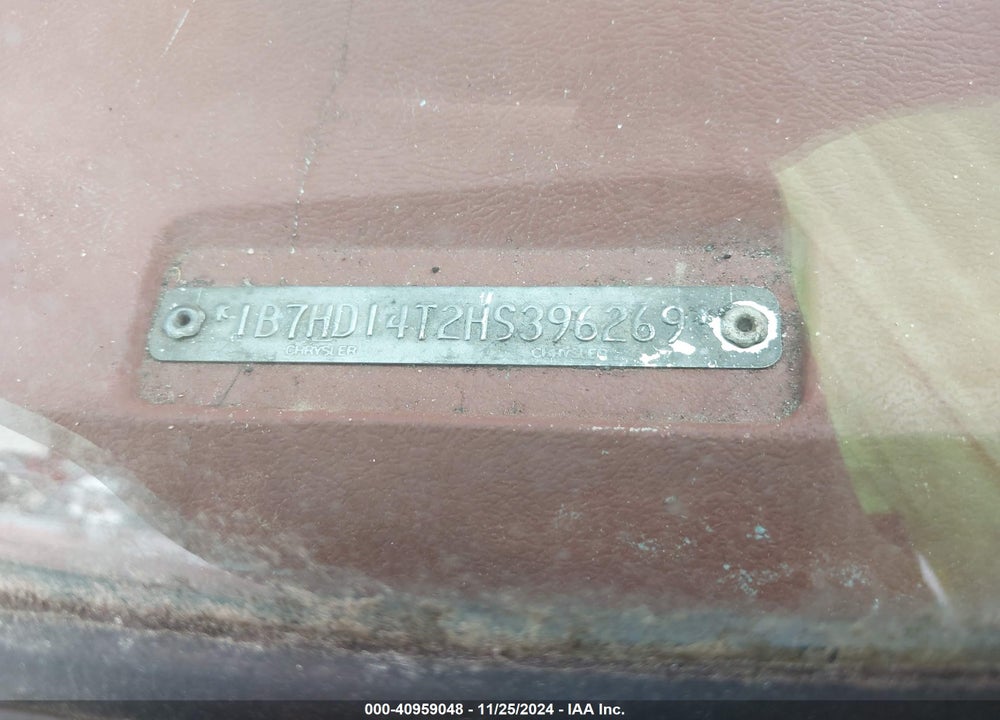 1987 DODGE D-SERIES D150 VIN: 1B7HD14T2HS396269