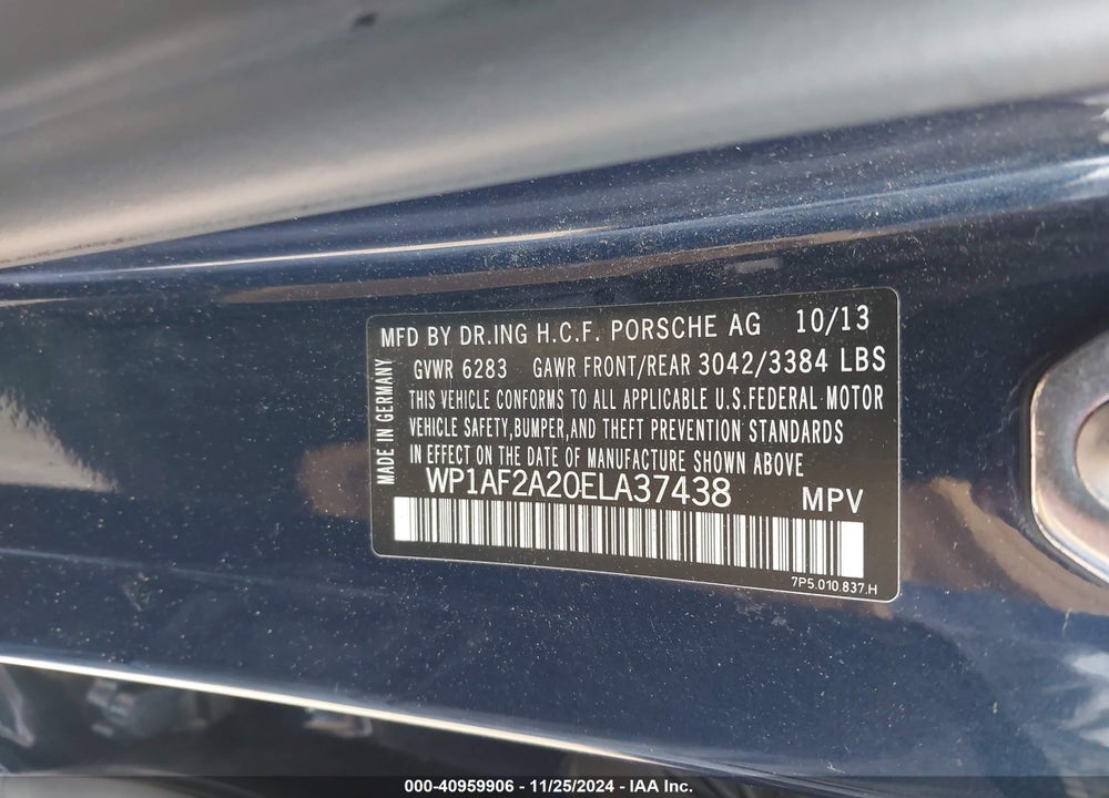 2014 PORSCHE CAYENNE DIESEL VIN: WP1AF2A20ELA37438