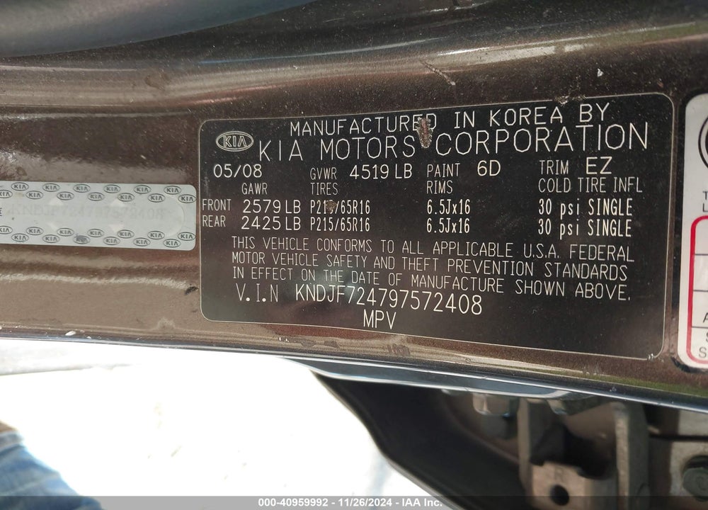 2009 KIA SPORTAGE LX VIN: KNDJF724797572408
