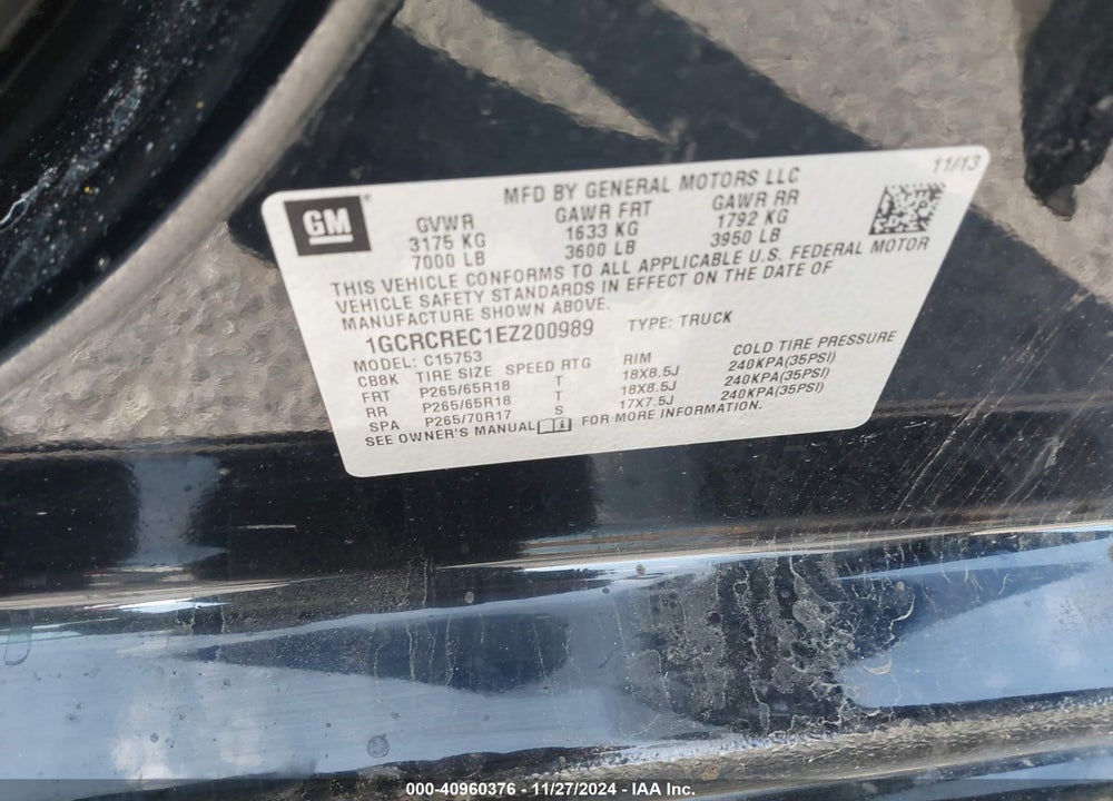 2014 CHEVROLET SILVERADO 1500 1LT VIN: 1GCRCREC1EZ200989