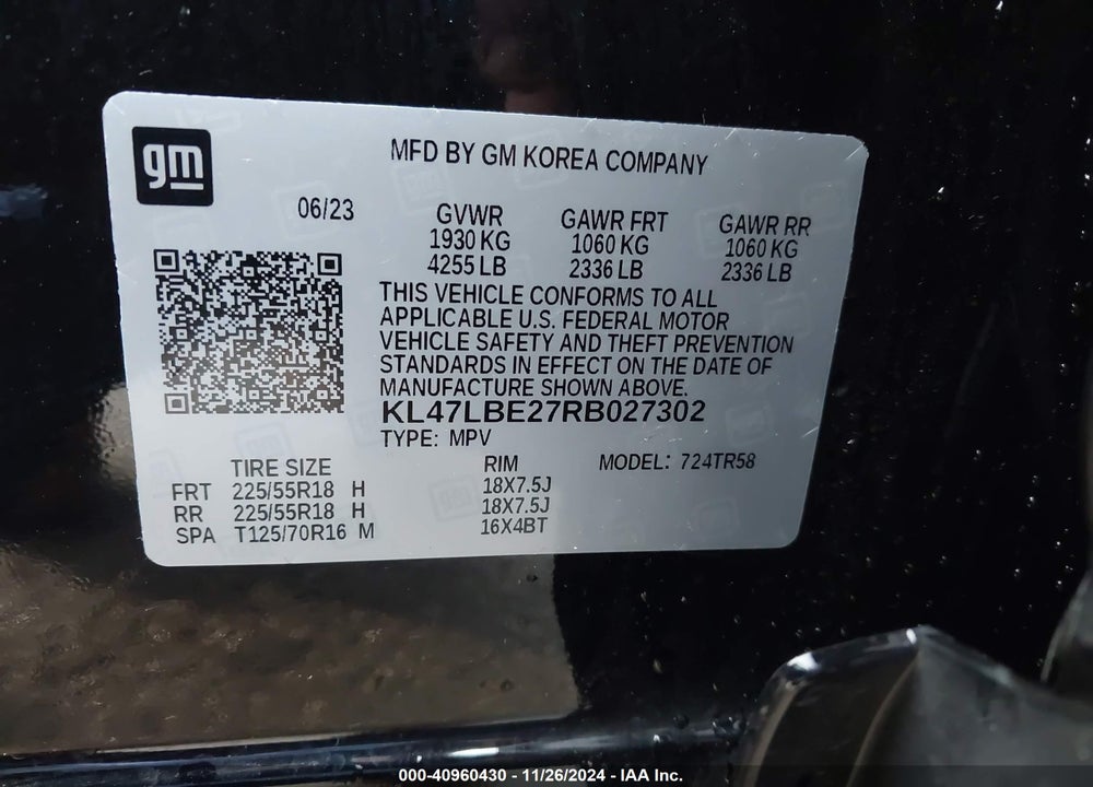 2024 BUICK ENVISTA SPORT TOURING FWD VIN: KL47LBE27RB027302